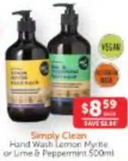 WHOLELIFE catalogue Simply Clean Hand Wash Lemon Myrtle or Lime & Peppermint offer