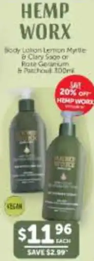 WHOLELIFE catalogue Hemp worx Body Lotion offer