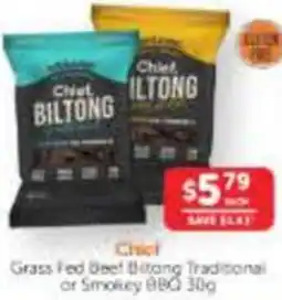 WHOLELIFE Chief Grass Fed Beef Biltong Traditional or Smokey offer