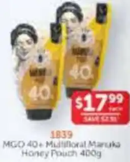 WHOLELIFE catalogue 1839 MGO 40+ Multifloral Manuka Honey Pouch offer
