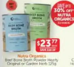 WHOLELIFE catalogue Nutra Organics Beef Bone Broth Powder Hearty Original or Garden Herb offer