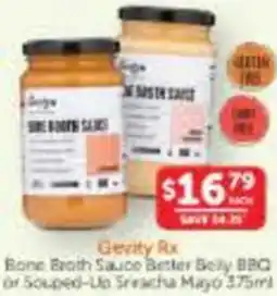 WHOLELIFE catalogue Gevity Rx Bone Broth Sauce Better Belly BBQ or Souped-Up Sriracha Mayo offer