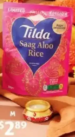 ALDI Tilda Saag Aloo Basmati Rice Pouch offer