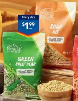 ALDI Oh So Natural Wholefoods Dried Pulses offer