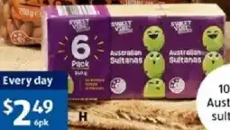 ALDI Sweet Vine Sultanas Snack Packs offer