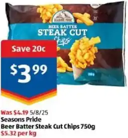 ALDI Seasons Pride Beer Batter Steak Cut Chips offer