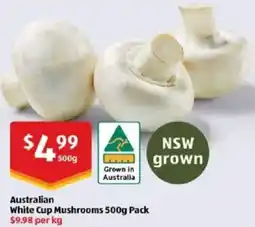 ALDI Australian White Cup Mushrooms offer