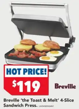 Harvey Norman Breville the toast & melt 4-slice sandwich press offer