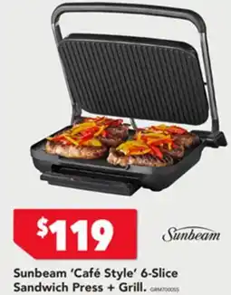 Harvey Norman Sunbeam café style 6-slice sandwich press + grill offer