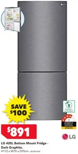 Harvey Norman LG Bottom Mount Fridge - Dark Graphite. offer