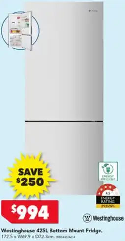 Harvey Norman Westinghouse Bottom Mount Fridge offer