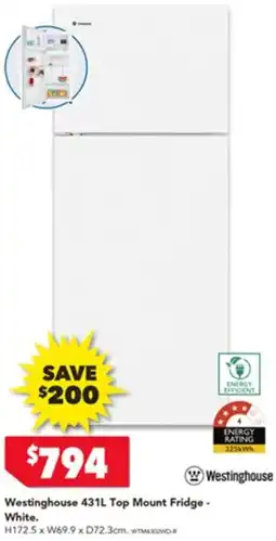Harvey Norman Westinghouse Top Mount Fridge offer
