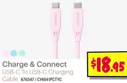 JB Hi-Fi Charge & Connect USB-C To USB-C Charging Cable offer