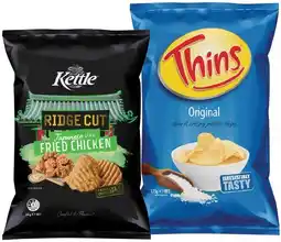 IGA Thins Chips 150-175g, Kettle Ridge Cut Chips 165g or CC’s Corn 175g Selected Varieties offer