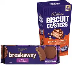 IGA Cadbury Biscuit Clusters 120g or Breakaway Milk Chocolate Biscuits 180g Selected Varieties offer
