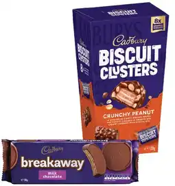 IGA Cadbury Breakaway Biscuits 180g or Biscuit Clusters 120g Selected Varieties offer