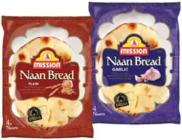 IGA Mission Naan Bread 4 Pack or Mini 6 Pack Selected Varieties offer