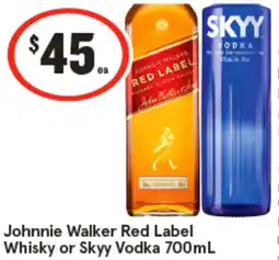 IGA Johnnie Walker Red Label Whisky or Skyy Vodka offer
