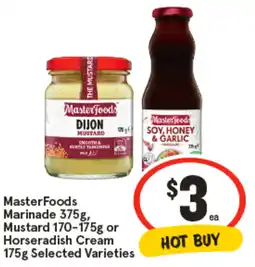 IGA MasterFoods Marinade, Mustard or Horseradish Cream Selected Varieties offer
