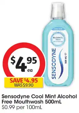 Coles Sensodyne cool mint alcohol free mouthwash offer
