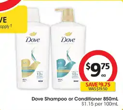 Coles Dove shampoo or conditioner offer