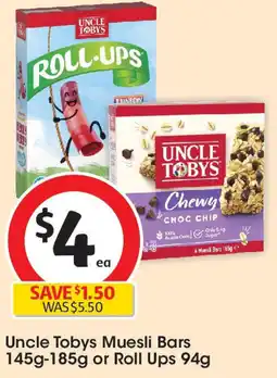 Coles Uncle Tobys Muesli Bars or Roll Ups offer