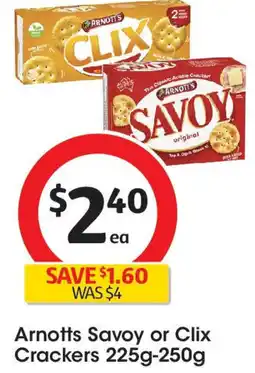 Coles Arnotts Savoy or Clix Crackers offer