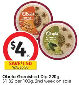 Coles Obela Garnished Dip offer