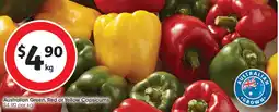 Coles Australian Green, Red or Yellow Capsicums offer