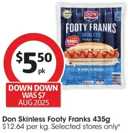 Coles Don Skinless Footy Franks offer