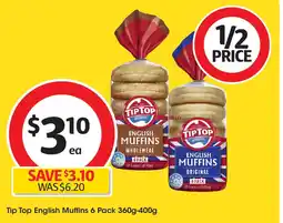 Coles Tip Top English Muffins offer