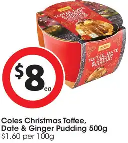 Coles Coles Christmas Toffee, Date & Ginger Pudding offer