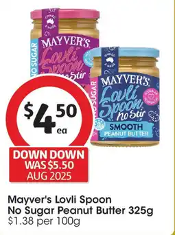 Coles Mayver's Lovli Spoon No Sugar Peanut Butter offer
