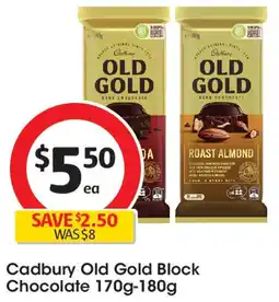 Coles Cadbury Old Gold Block Chocolate offer
