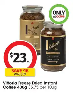 Coles Vittoria Freeze Dried Instant Coffee offer