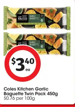 Coles Coles Kitchen Garlic Baguette Twin Pack offer