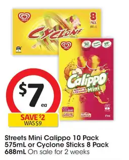 Coles Streets Mini Calippo or Cyclone Sticks offer