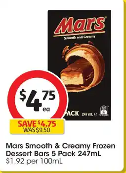 Coles Mars Smooth & Creamy Frozen Dessert Bars offer