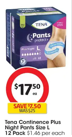 Coles Tena Continence Plus Night Pants offer