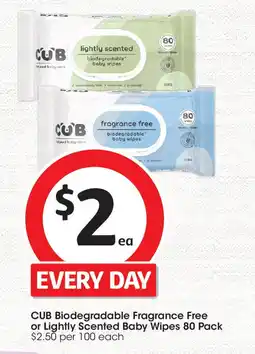 Coles CUB Biodegradable Fragrance Free or Lightly Scented Baby Wipes offer