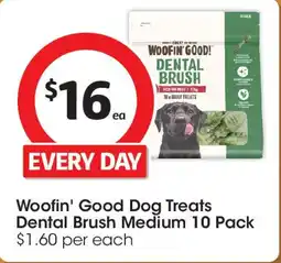 Coles Woofin' Good Dog Treats Dental Brush Medium offer