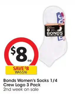 Coles Bonds Women's Socks 1/4 Crew Logo offer