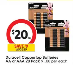 Coles Duracell Coppertop Batteries AA or AAA offer