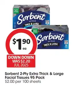 Coles Sorbent 2-Ply Extra Thick & Large Facial Tissues offer