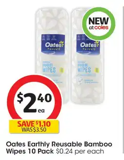 Coles Oates Earthly Reusable Bamboo Wipes offer