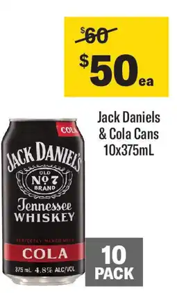 Coles Jack Daniels & Cola Cans offer