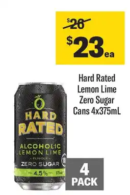 Coles Hard Rated Lemon Lime Zero Sugar Cans offer