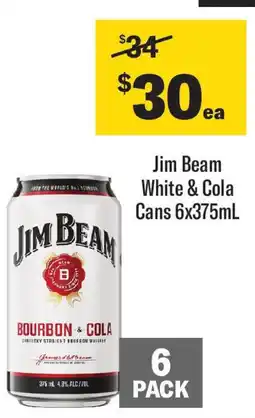 Coles Jim Beam White & Cola Cans 6x offer