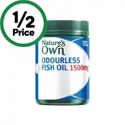 Woolworths Nature's Own Odourless Fish Oil 1500mg Capsules Pk 200 offer