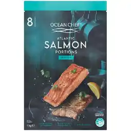 Woolworths Ocean Chef Atlantic Salmon Portions Skin On 1 kg β From the Seafood Freezer offer